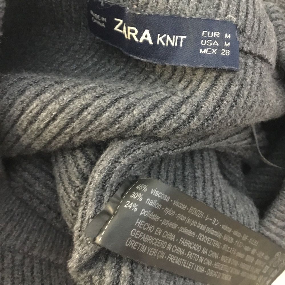 Zara diagonal knit sweater round neck warm cozy winter cabincore layering sz M - Picture 8 of 8